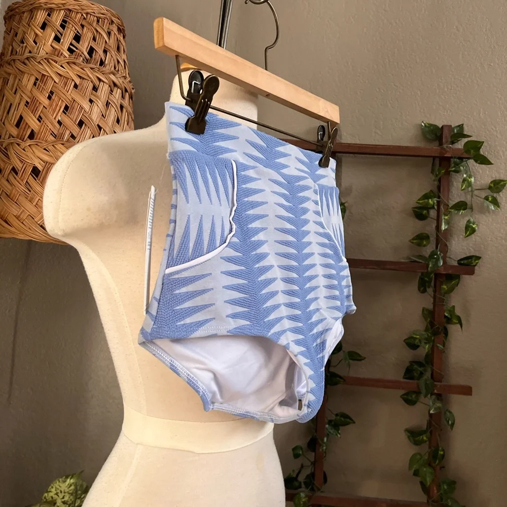 ▪️Seea for Free People Georgia in Areia Blue NWT High Waist Bikini Bottom - Picture 12 of 16